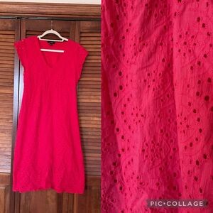 L.N.V. Cherry red eyelet dress size Large